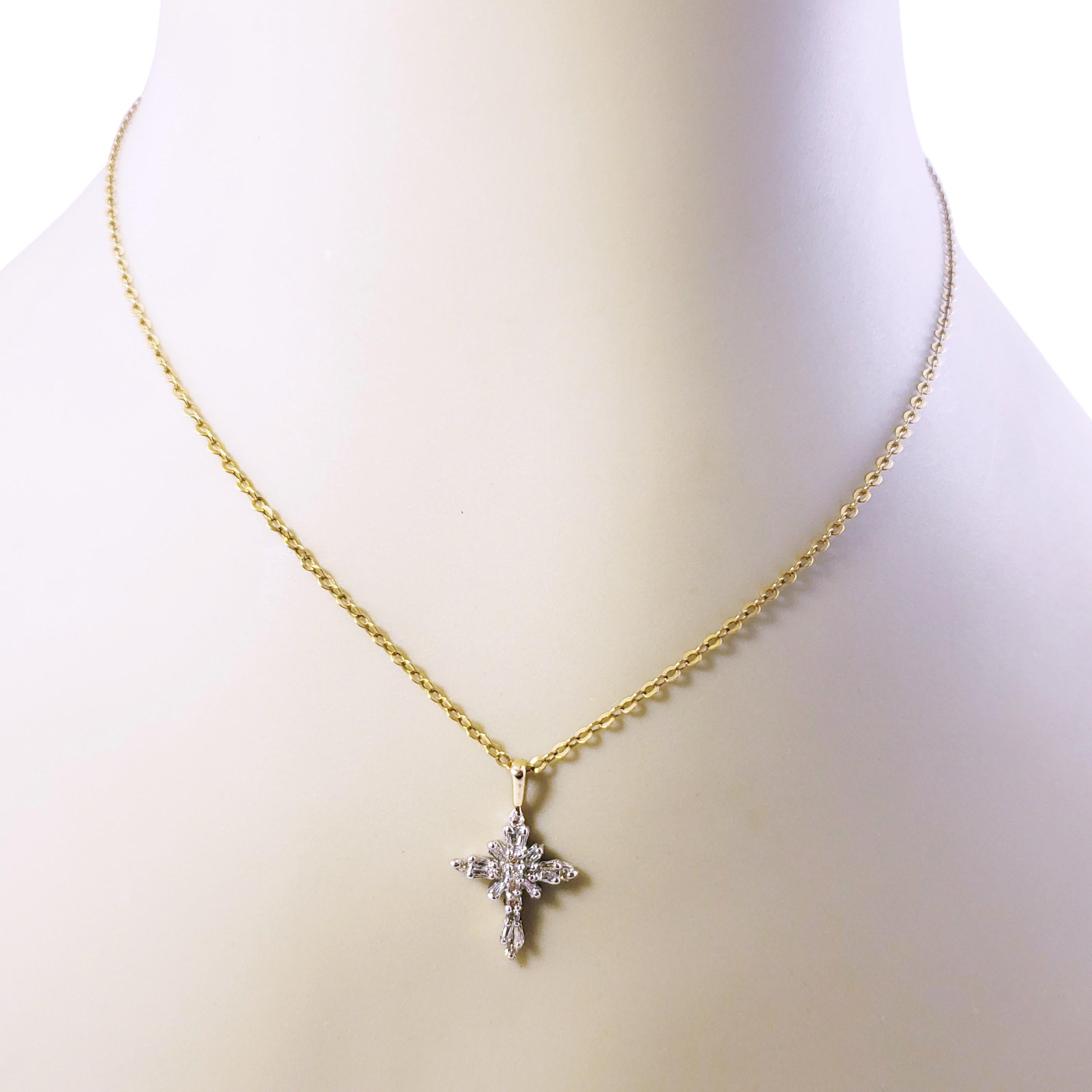 14 Karat Yellow Gold and Diamond Cross Pendant Necklace 2