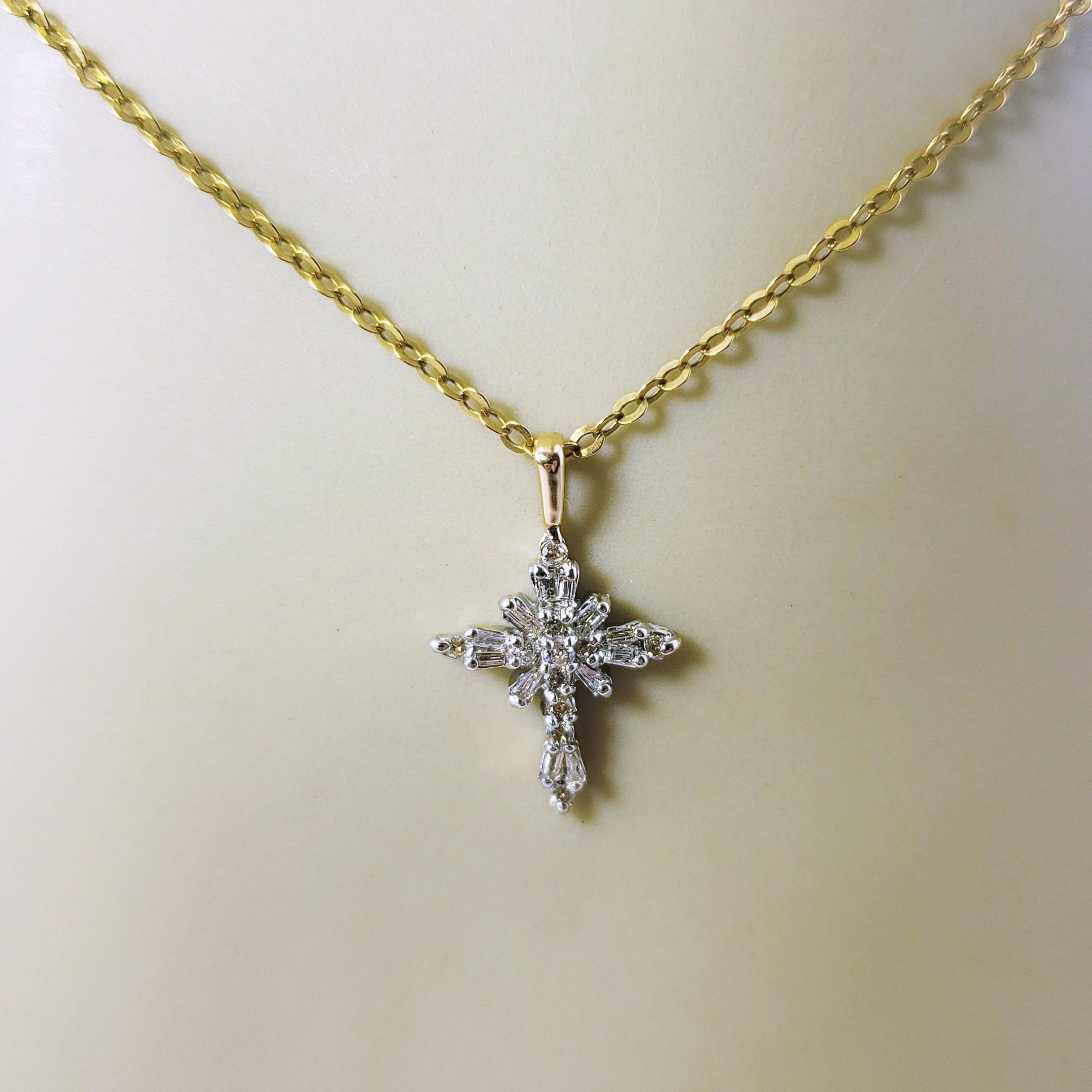 14 Karat Yellow Gold and Diamond Cross Pendant Necklace 3