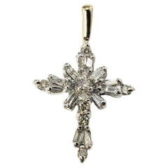 14 Karat Yellow Gold and Diamond Cross Pendant Necklace