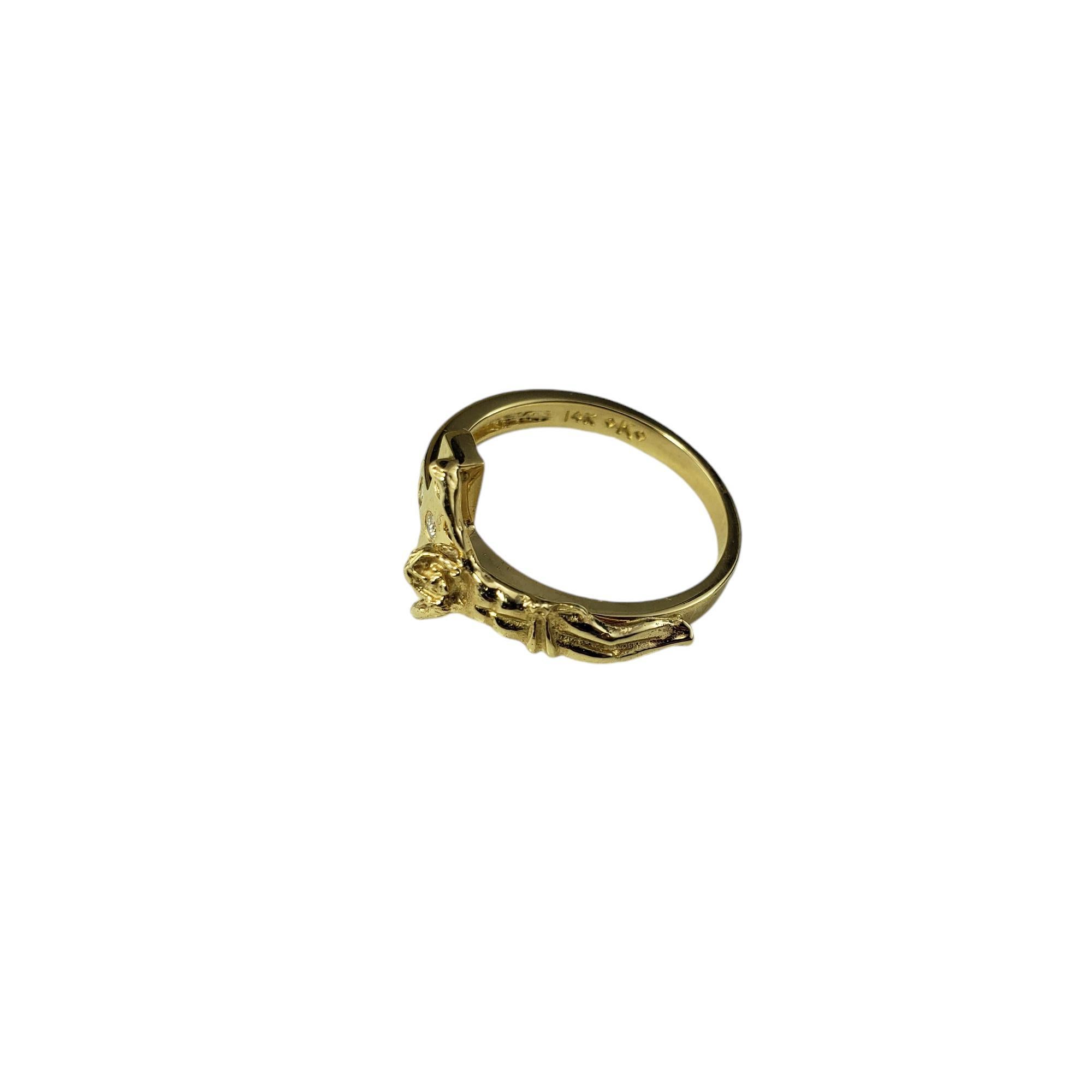 14 Karat Yellow Gold and Diamond Cross Ring Size 6.25 #18953 In Good Condition For Sale In Washington Depot, CT