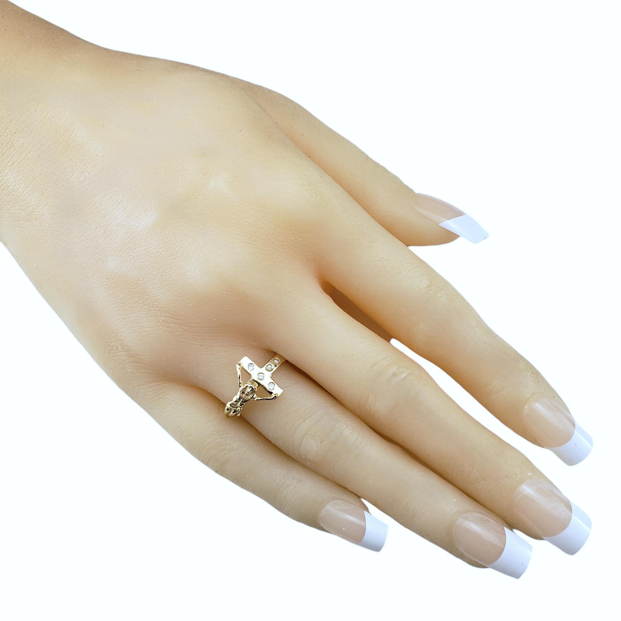 14 Karat Yellow Gold and Diamond Cross Ring Size 6.25 #18953 For Sale 3