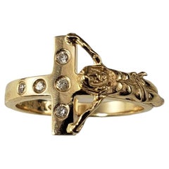 14 Karat Yellow Gold and Diamond Cross Ring Size 6.25 #18953