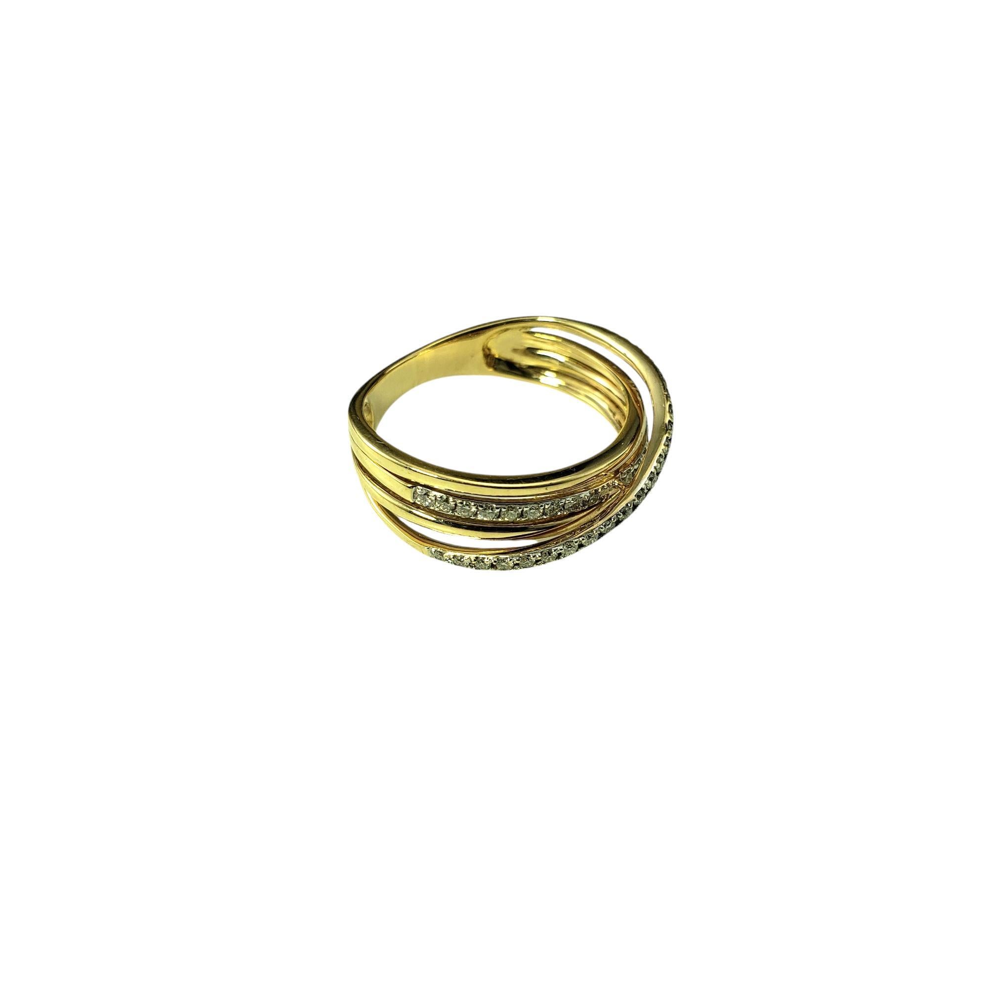 Brilliant Cut 14 Karat Yellow Gold and Diamond Crossover Band Ring Size 6.25 #20606 For Sale
