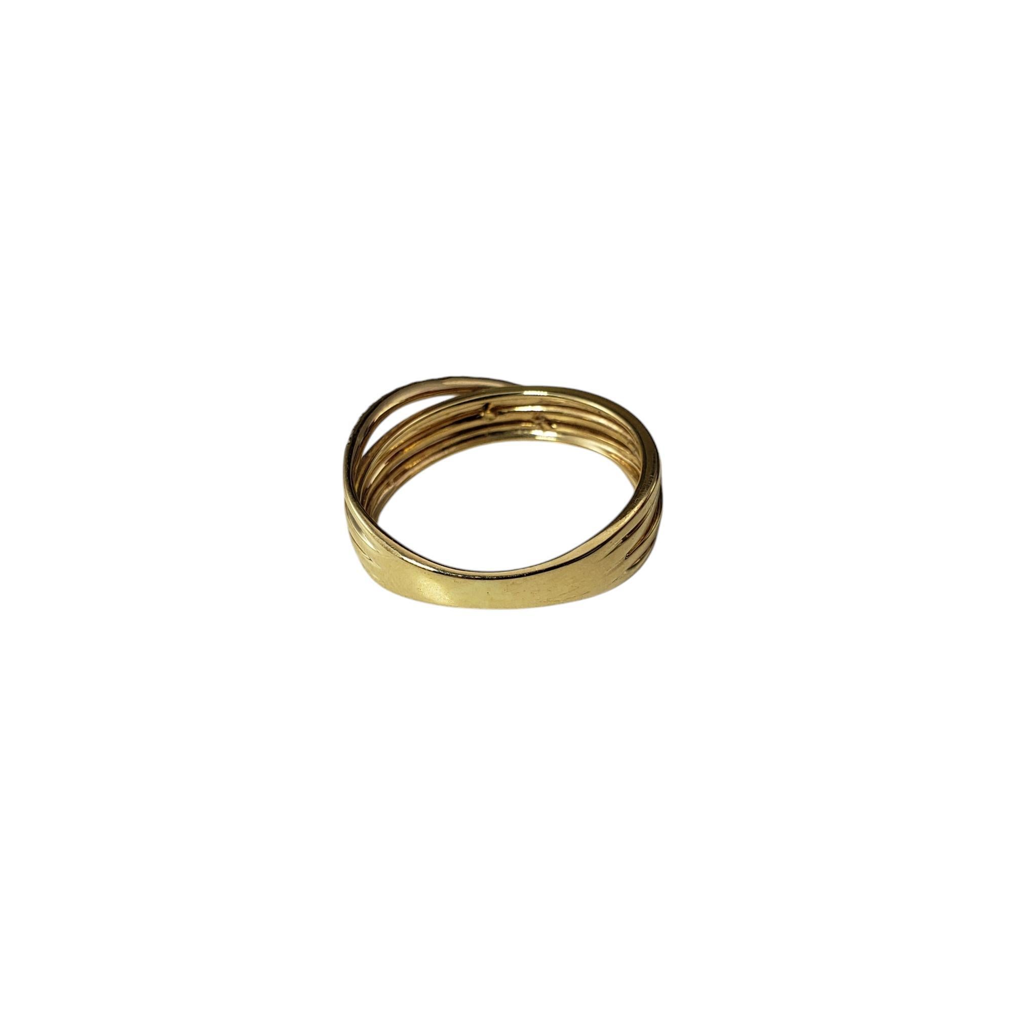 Women's 14 Karat Yellow Gold and Diamond Crossover Band Ring Size 6.25 #20606 For Sale
