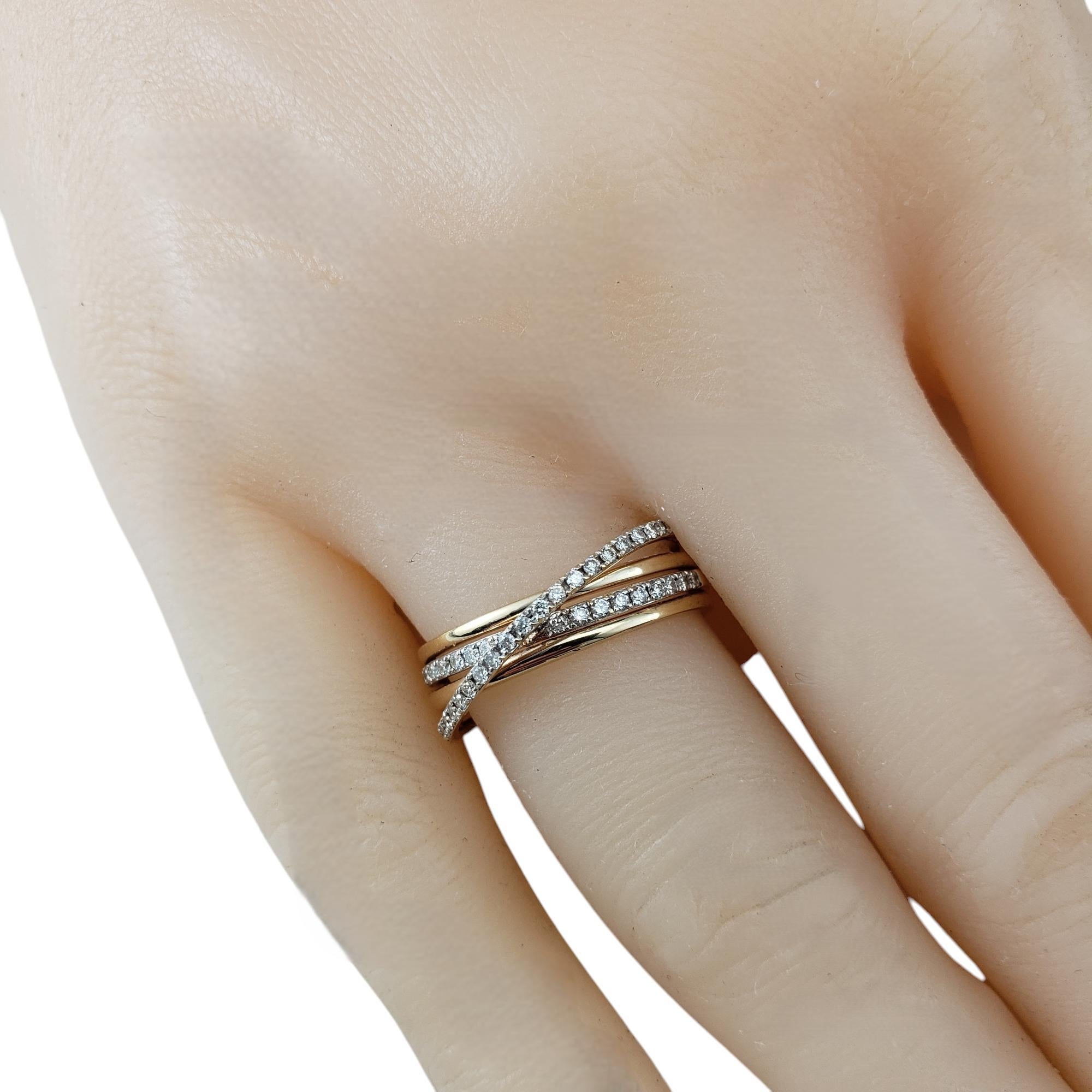 14 Karat Yellow Gold and Diamond Crossover Band Ring Size 6.25 #20606 For Sale 2