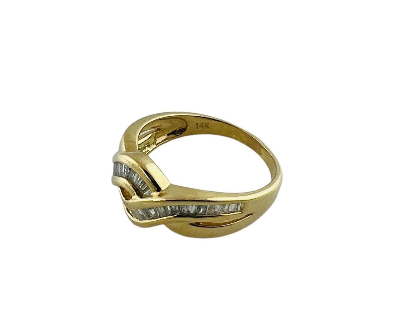 14 Karat Gelbgold und Diamant Crossover-Ring Größe 7,75 #16758 im Angebot 2