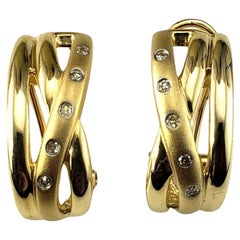 14 Karat Yellow Gold and Diamond Crossover Earrings #17980