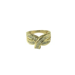 14 Karat Yellow Gold and Diamond Crossover Ring Size 7 #22649