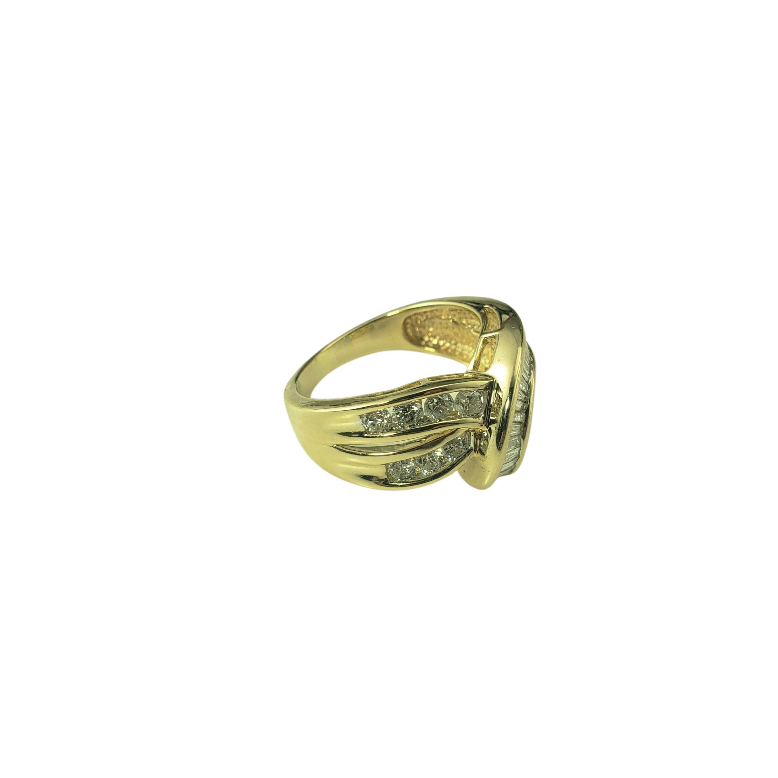14 Karat Yellow Gold and Diamond Crossover Ring Size 7 #22649 In Good Condition For Sale In Washington Depot, CT