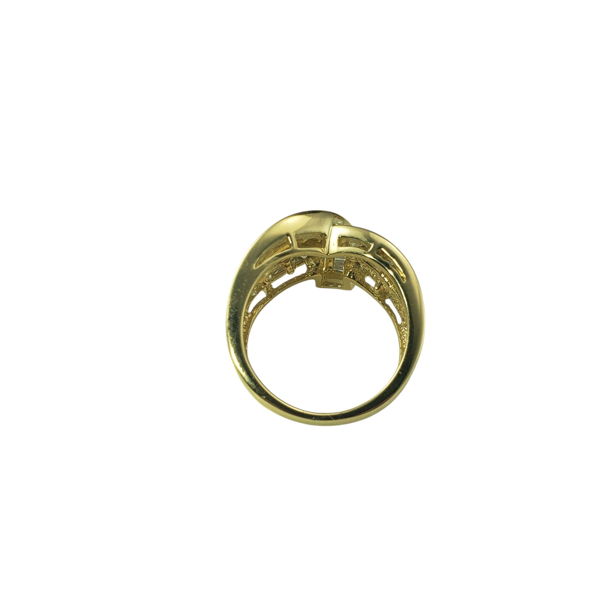 Women's 14 Karat Yellow Gold and Diamond Crossover Ring Size 7 #22649 For Sale