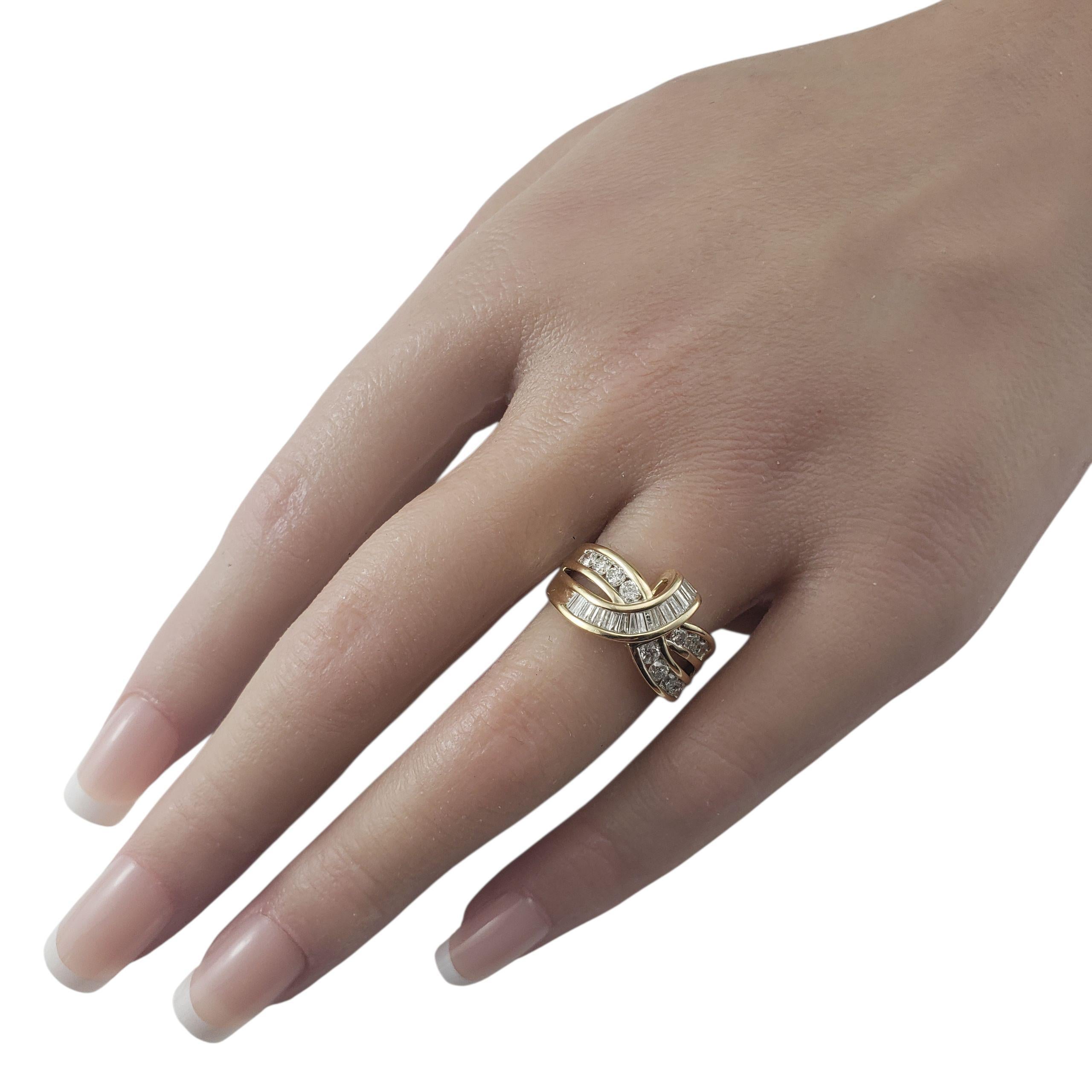 14 Karat Yellow Gold and Diamond Crossover Ring Size 7 #22649 For Sale 2