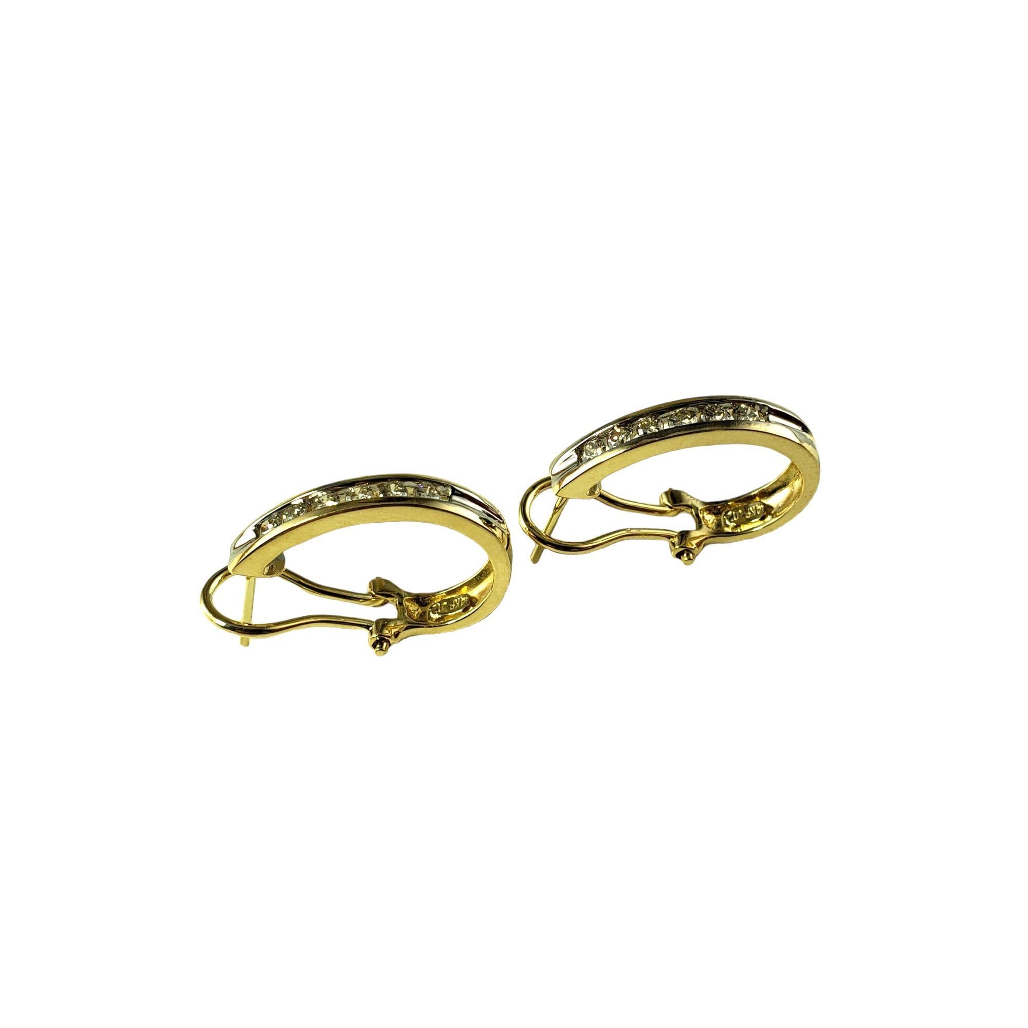 Round Cut 14 Karat Yellow Gold and Diamond Cuff Earrings For Sale