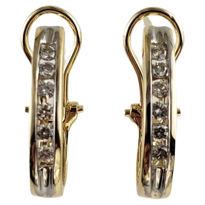 14 Karat Yellow Gold and Diamond Cuff Earrings For Sale