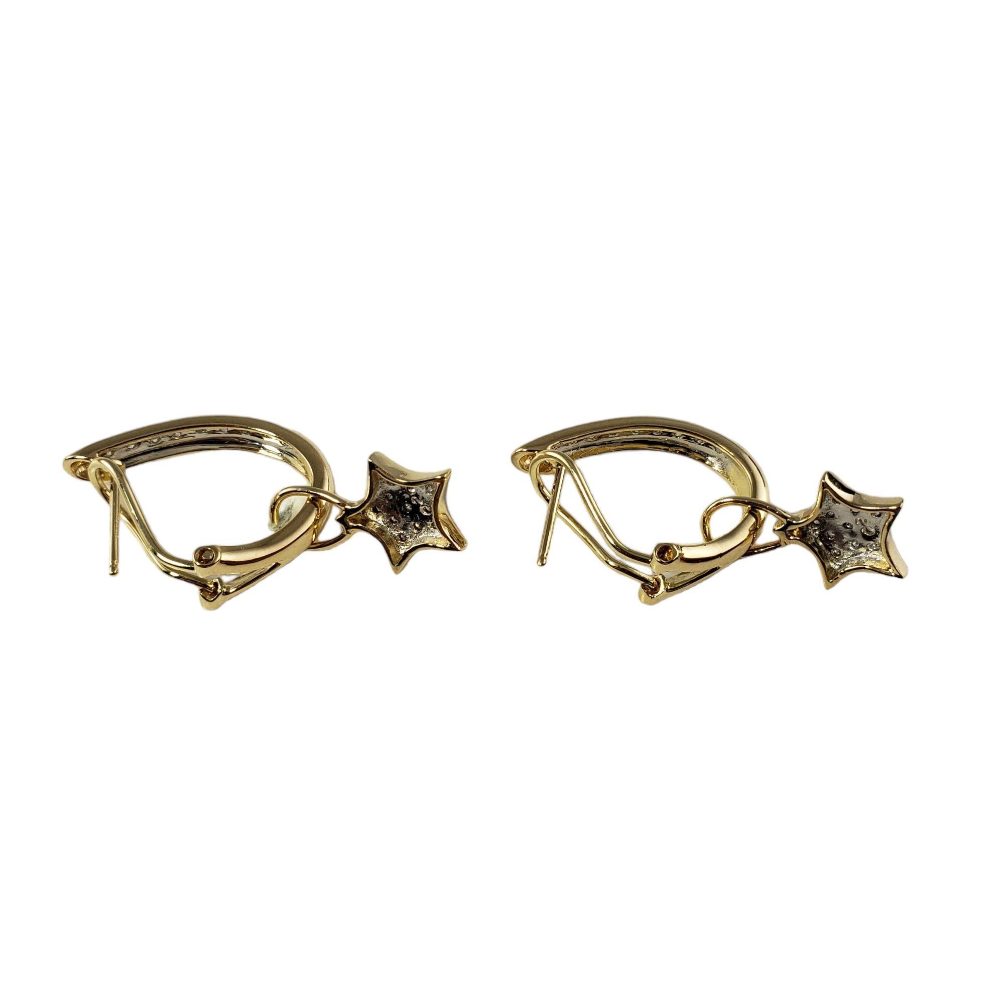 Round Cut 14 Karat Yellow Gold and Diamond Cuff Star Earrings For Sale