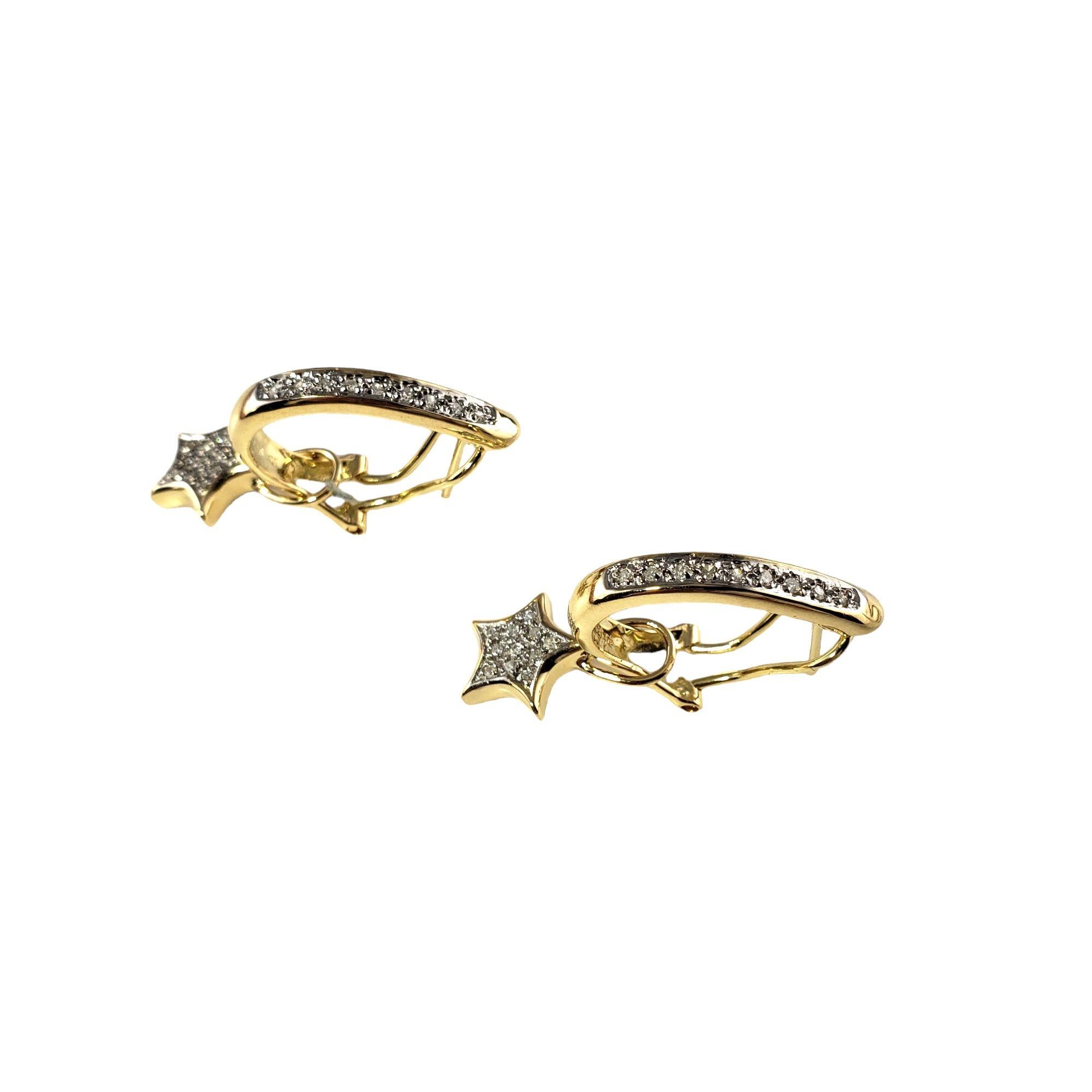 Women's 14 Karat Yellow Gold and Diamond Cuff Star Earrings For Sale