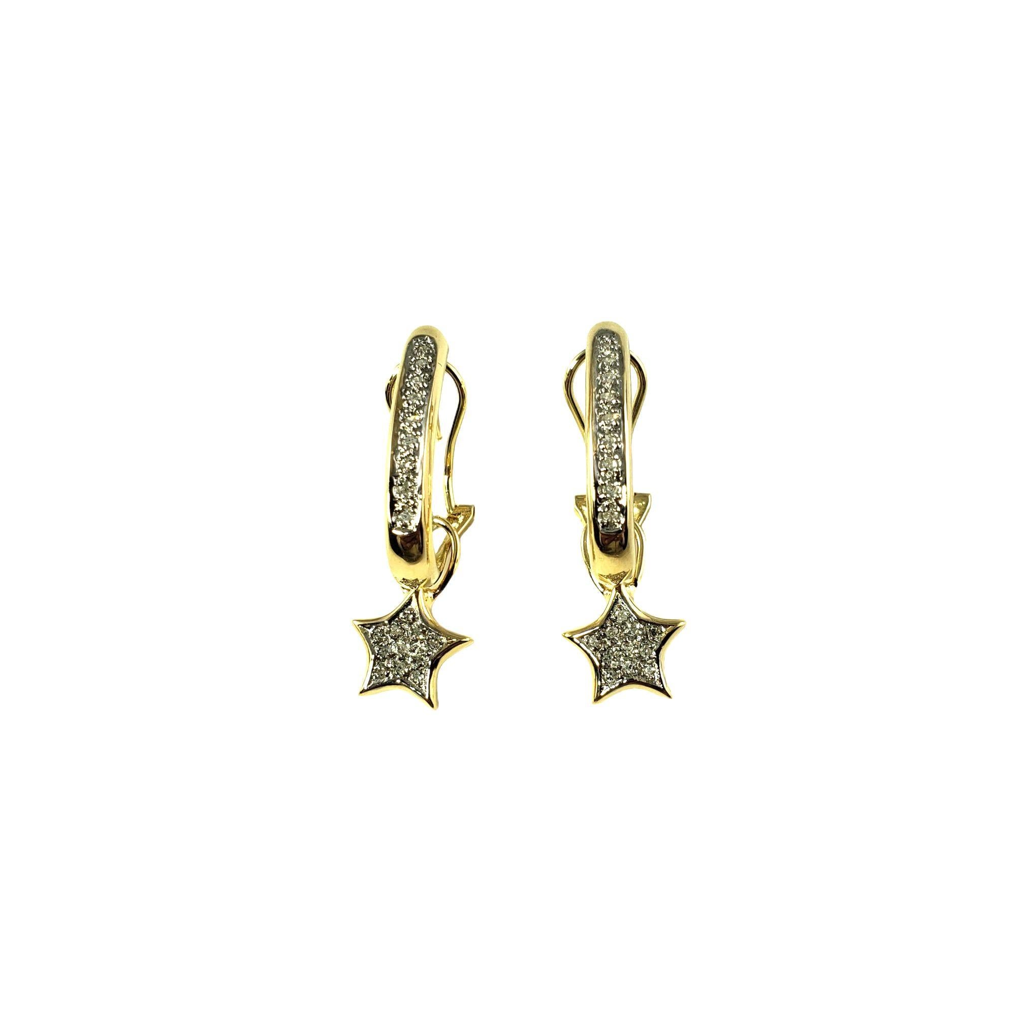 14 Karat Yellow Gold and Diamond Cuff Star Earrings For Sale 1