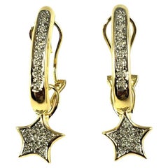Vintage 14 Karat Yellow Gold and Diamond Cuff Star Earrings