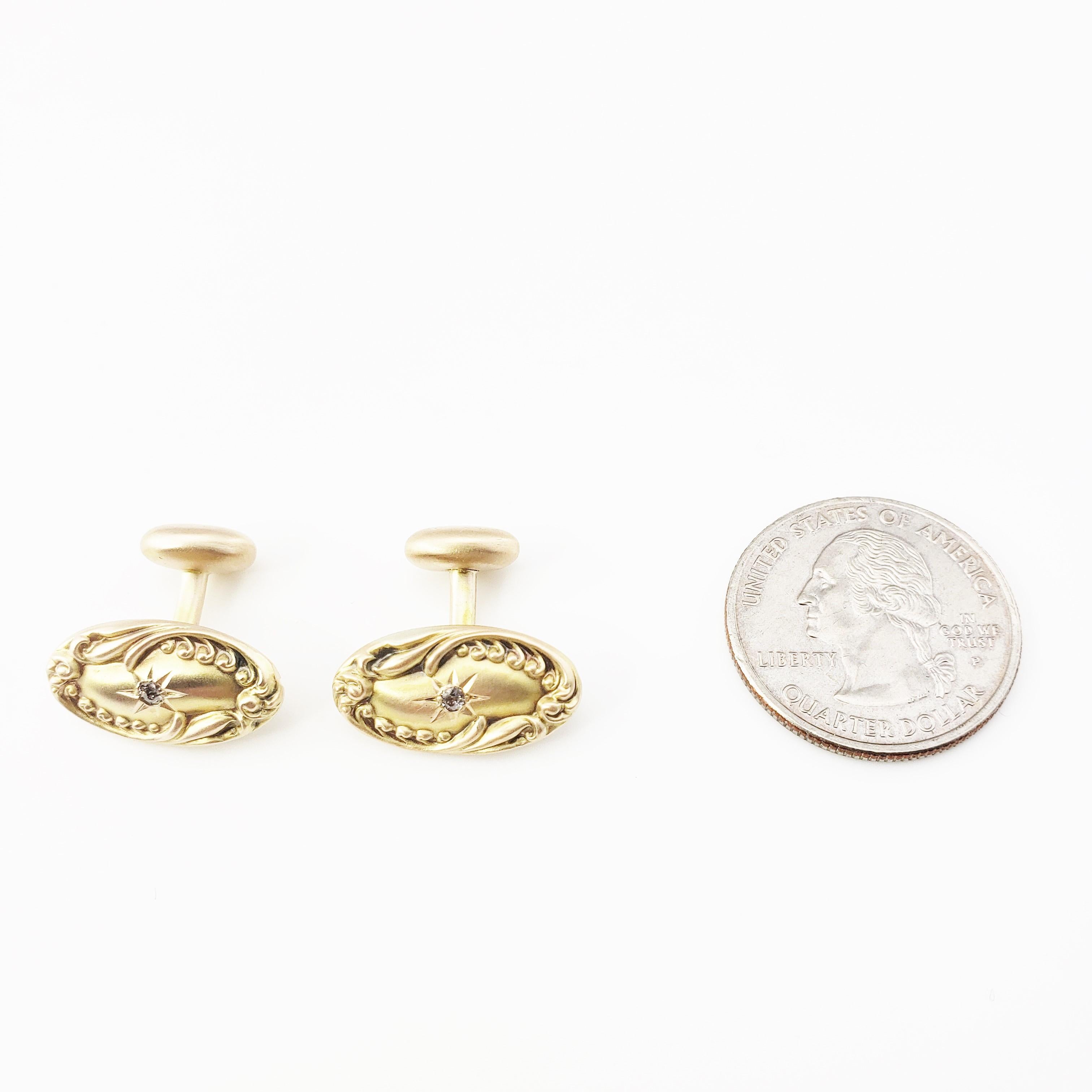 14 Karat Yellow Gold and Diamond Cufflinks 2