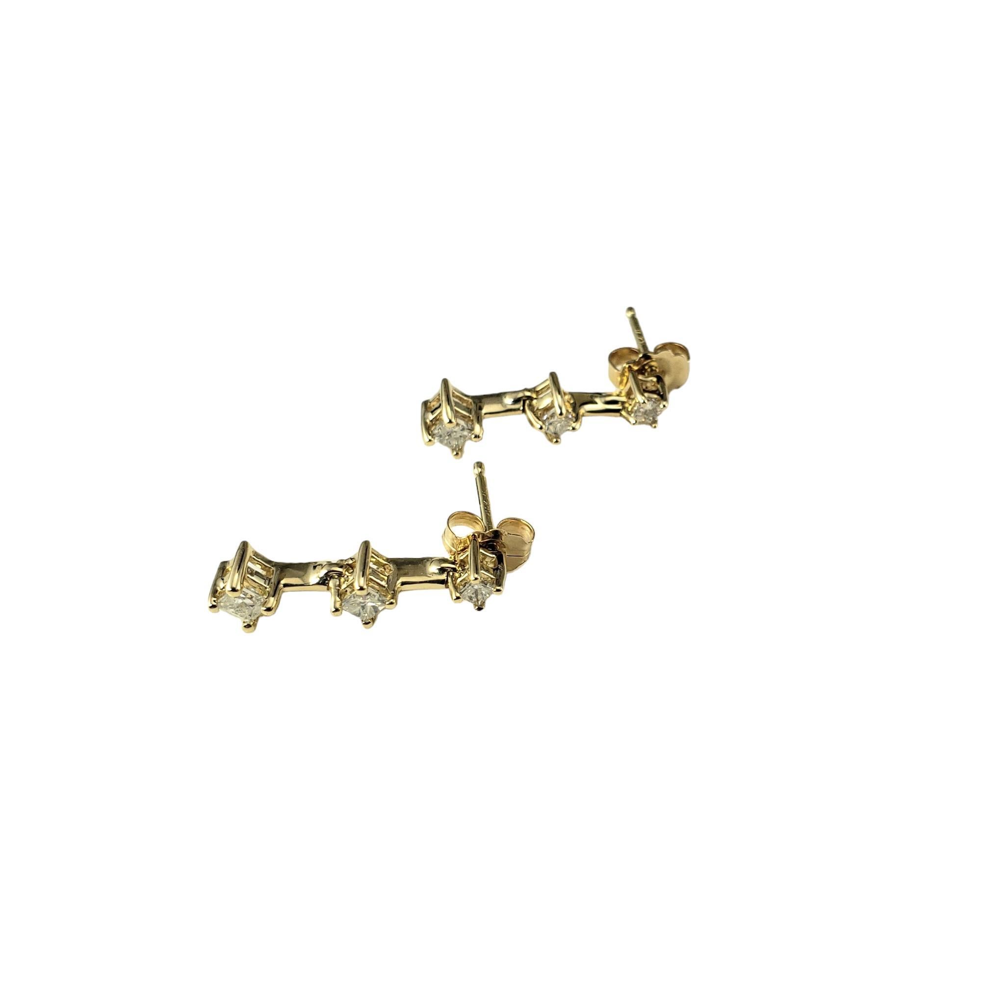 Brilliant Cut 14 Karat Yellow Gold and Diamond Dangle Earrings #17423 For Sale