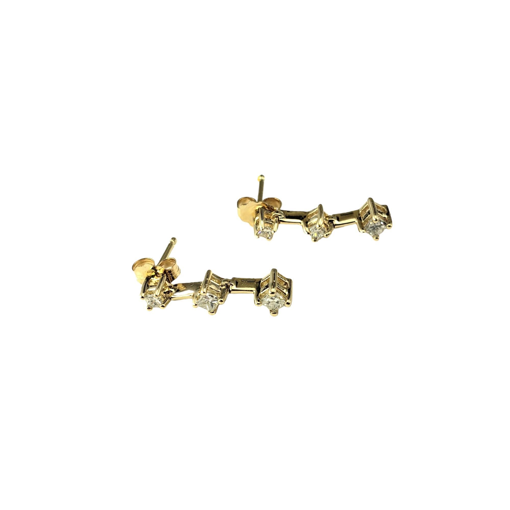 14 Karat Yellow Gold and Diamond Dangle Earrings #17423 In Good Condition For Sale In Washington Depot, CT