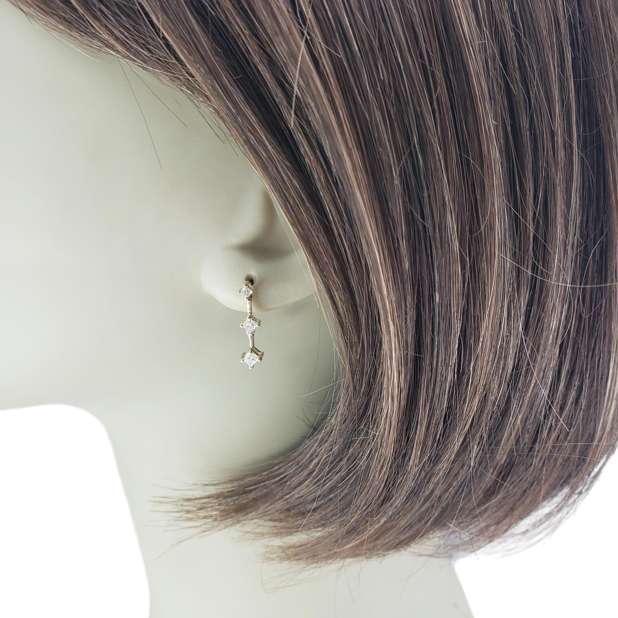 14 Karat Yellow Gold and Diamond Dangle Earrings #17423 For Sale 2