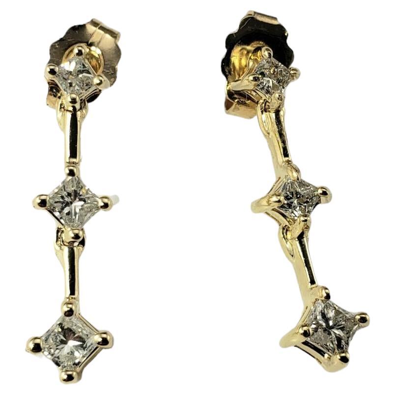 14 Karat Yellow Gold and Diamond Dangle Earrings #17423 For Sale