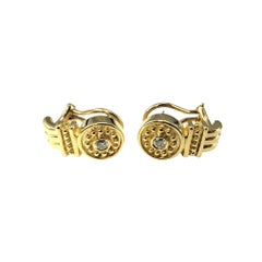 14 Karat Yellow Gold and Diamond Door Knocker Earrings #17515