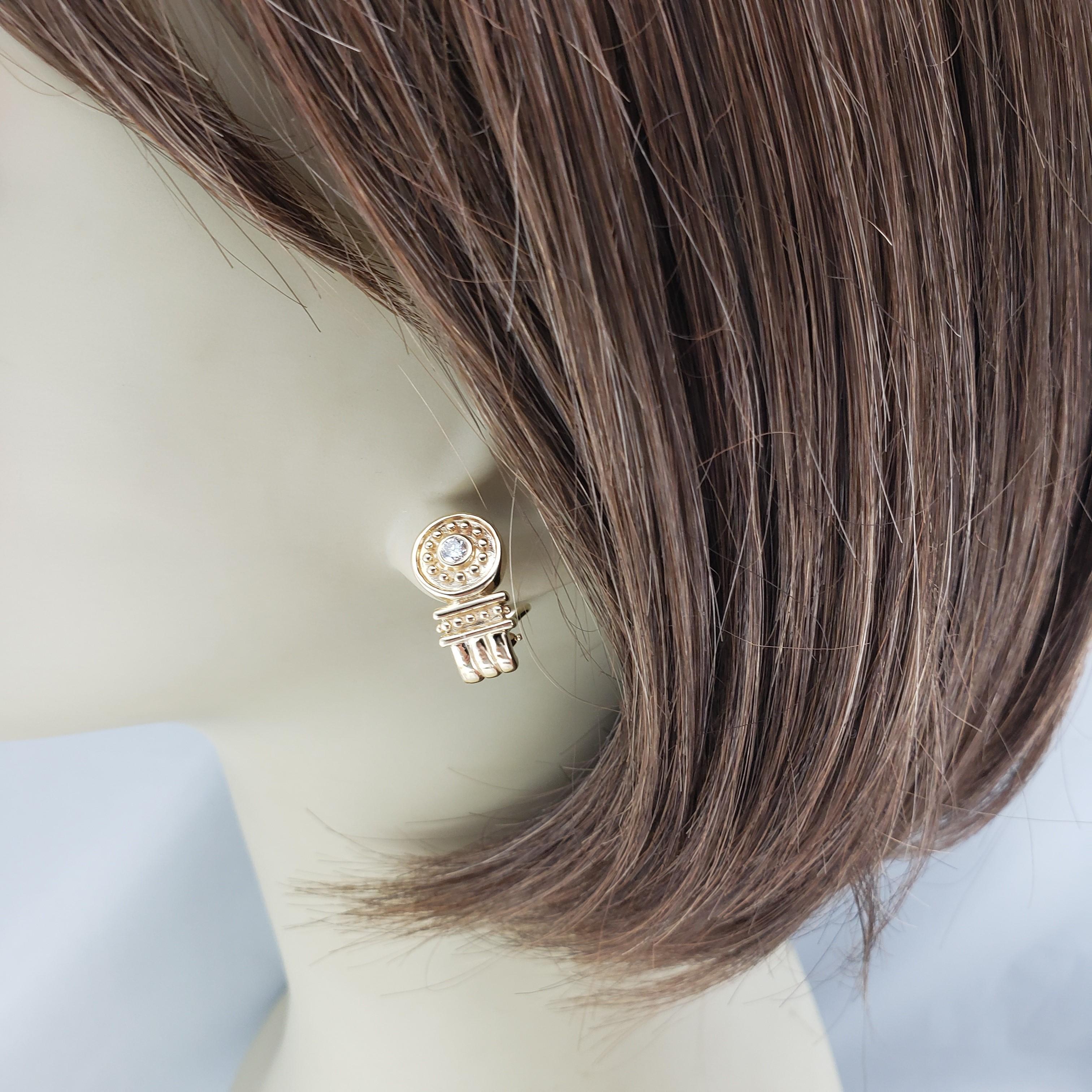 14 Karat Yellow Gold and Diamond Door Knocker Earrings #17515 For Sale 3