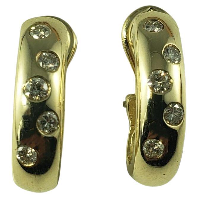 14 Karat Yellow Gold and Diamond Earrings #14975 For Sale