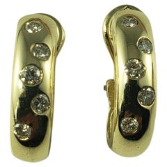 Boucles d'oreilles en or jaune 14 carats et diamants n° 14975