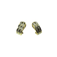 14 Karat Yellow Gold and Diamond Earrings #15496