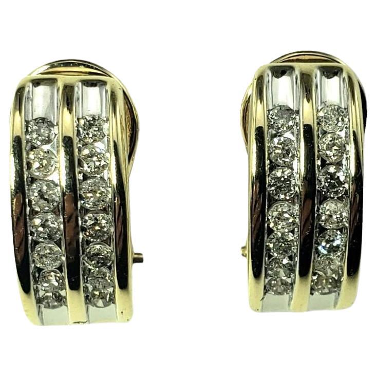  14 Karat Yellow Gold and Diamond Earrings #15496 For Sale