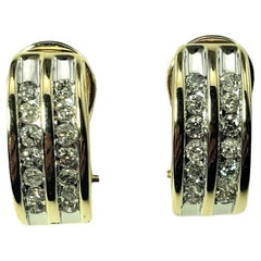  14 Karat Yellow Gold and Diamond Earrings #15496