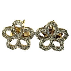 Boucles d'oreilles en or jaune 14 carats et diamants #16041
