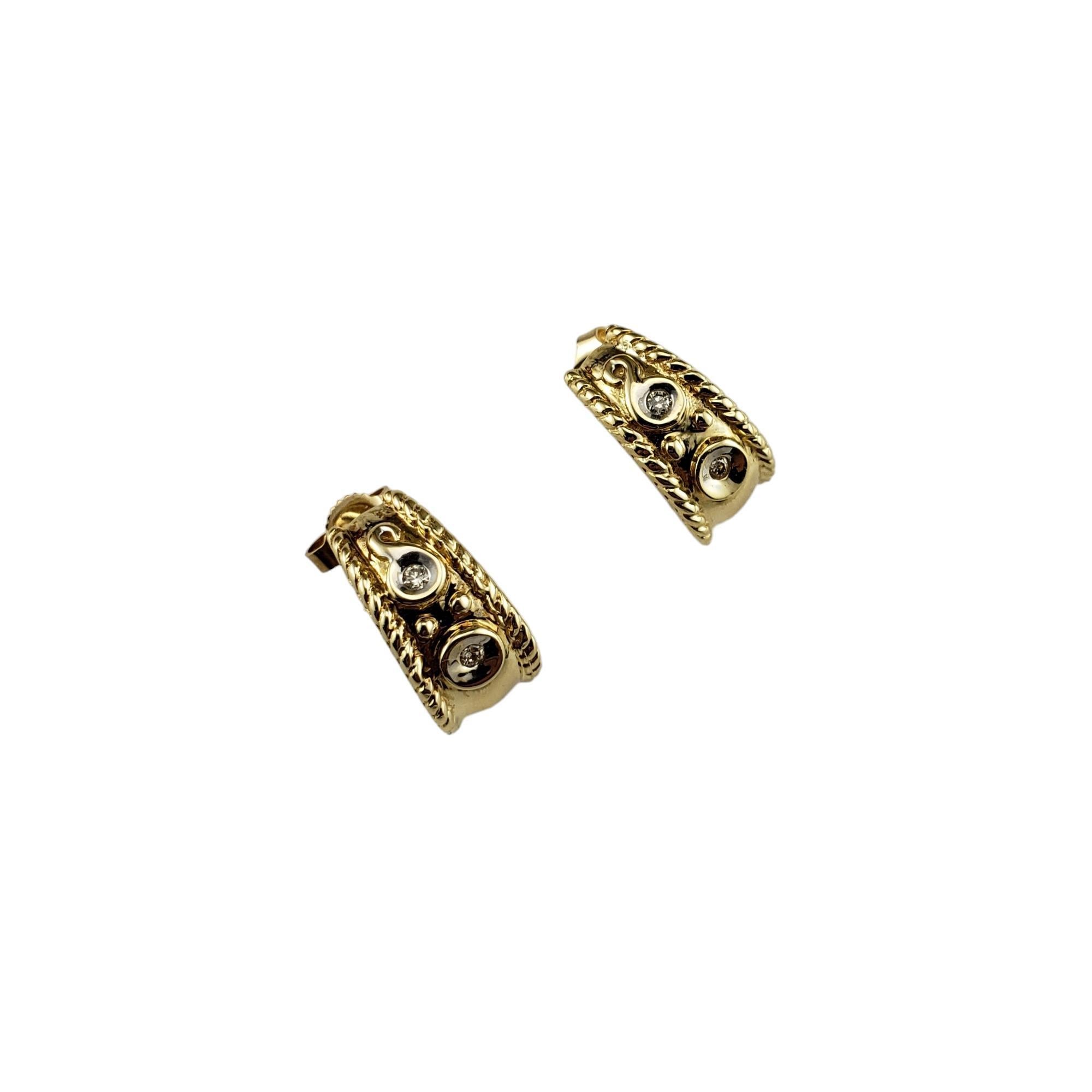 14 Karat Yellow Gold and Diamond Earrings #16622 In Good Condition For Sale In Washington Depot, CT