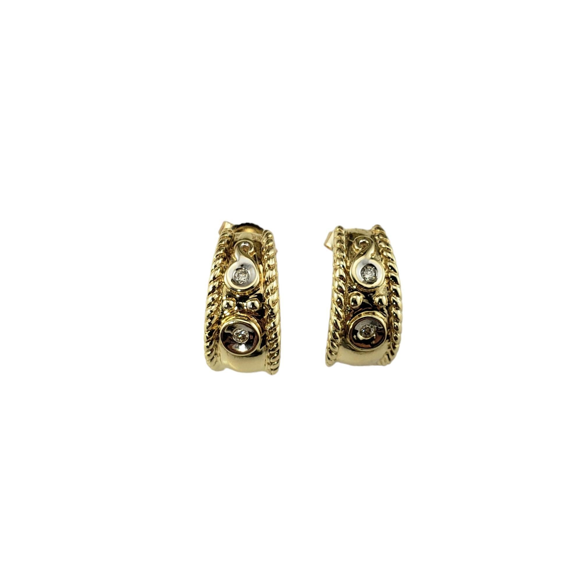 14 Karat Yellow Gold and Diamond Earrings #16622 For Sale