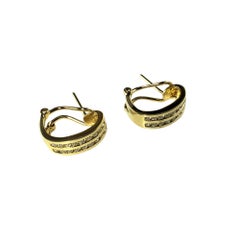 14 Karat Yellow Gold and Diamond Earrings