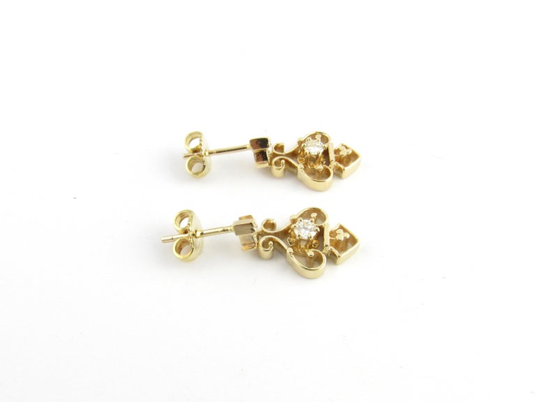 14 Karat Yellow Gold and Diamond Earrings For Sale at 1stDibs