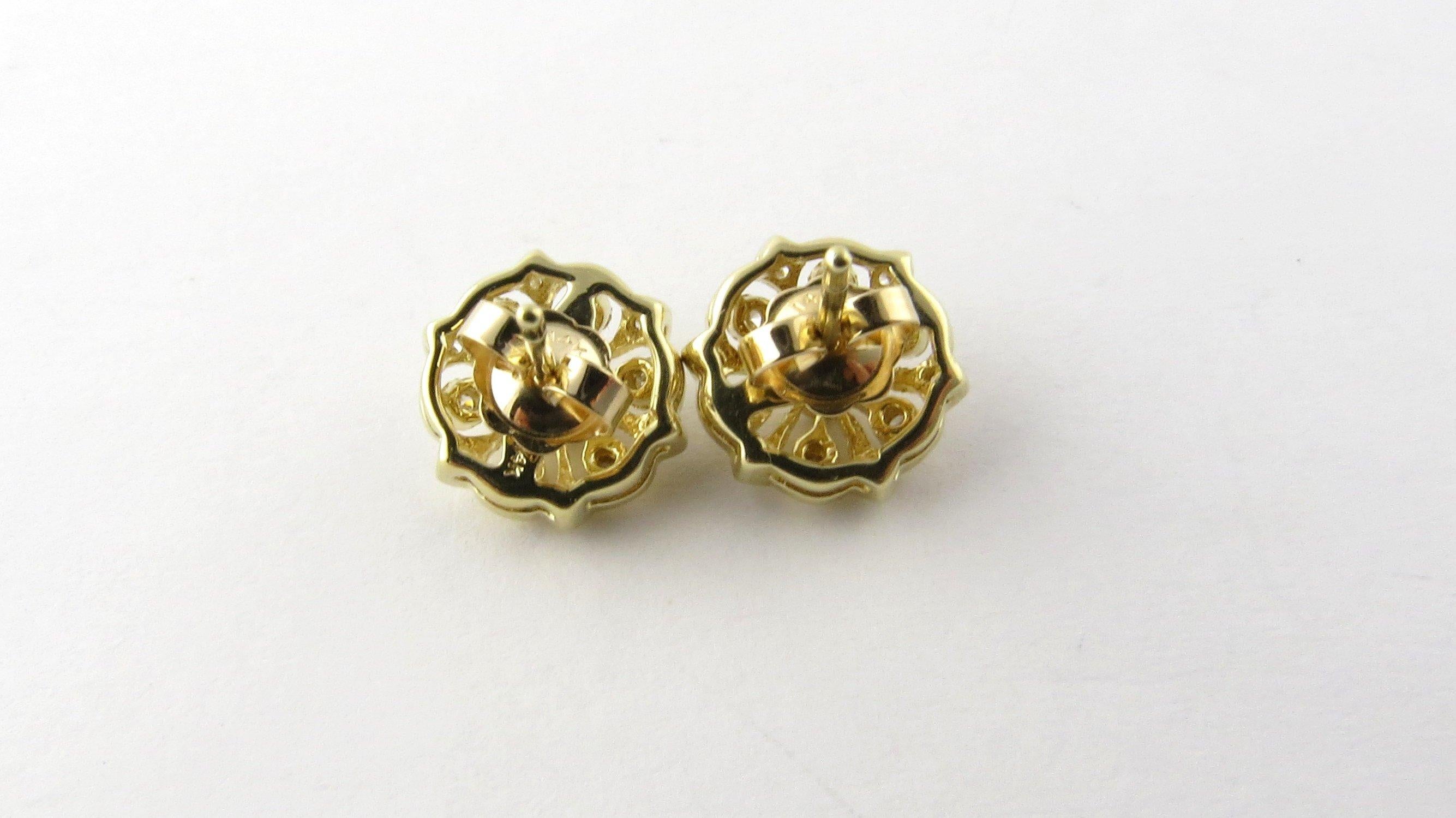 Women's 14 Karat Yellow Gold and Diamond Earrings