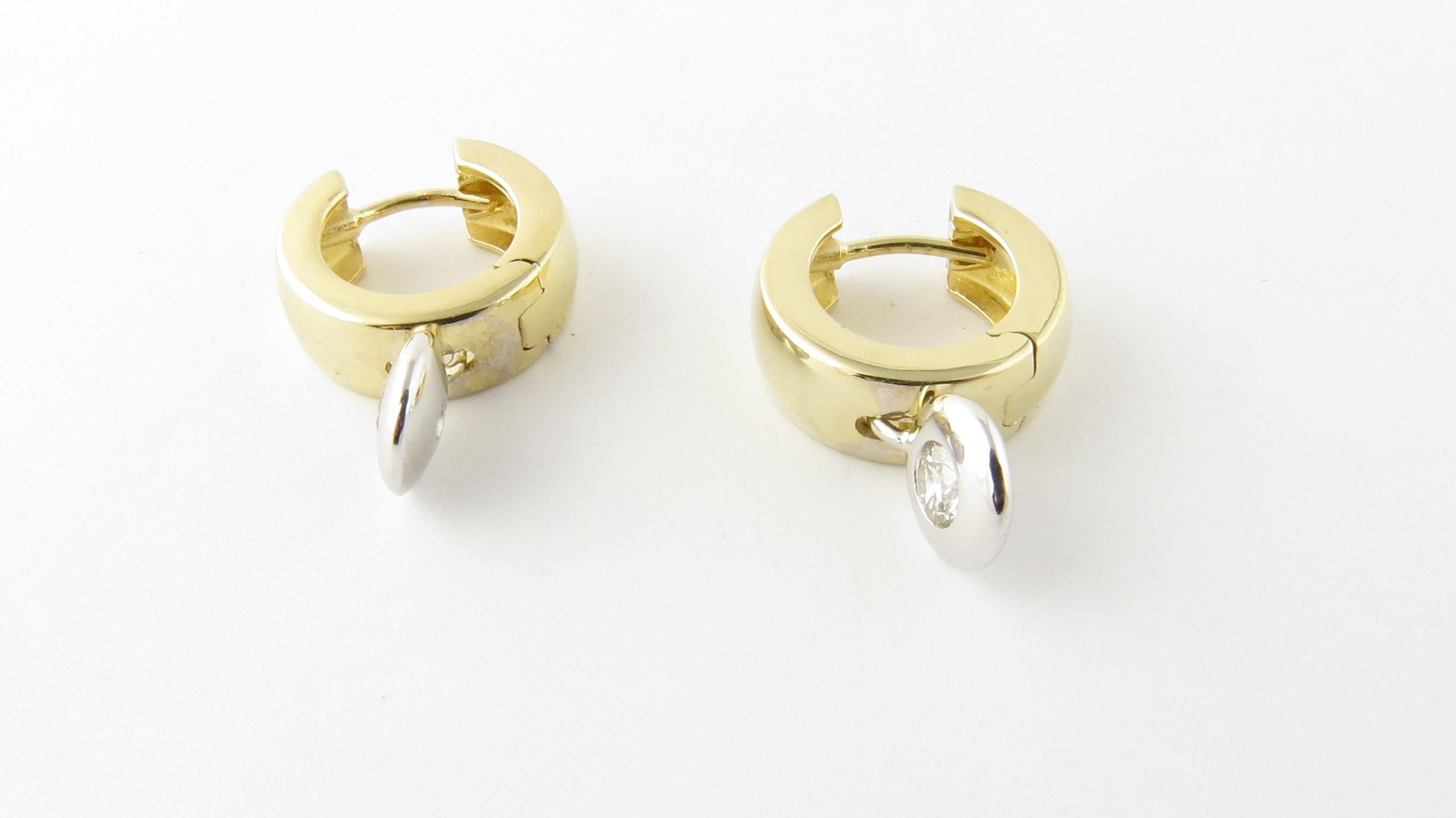 Women's 14 Karat Yellow and White Gold and Diamond Earrings
