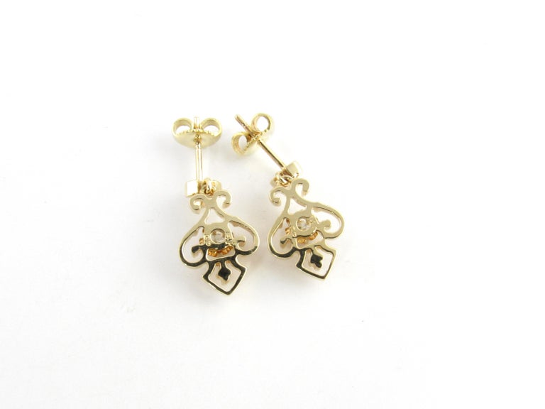 14 Karat Yellow Gold and Diamond Earrings For Sale at 1stDibs