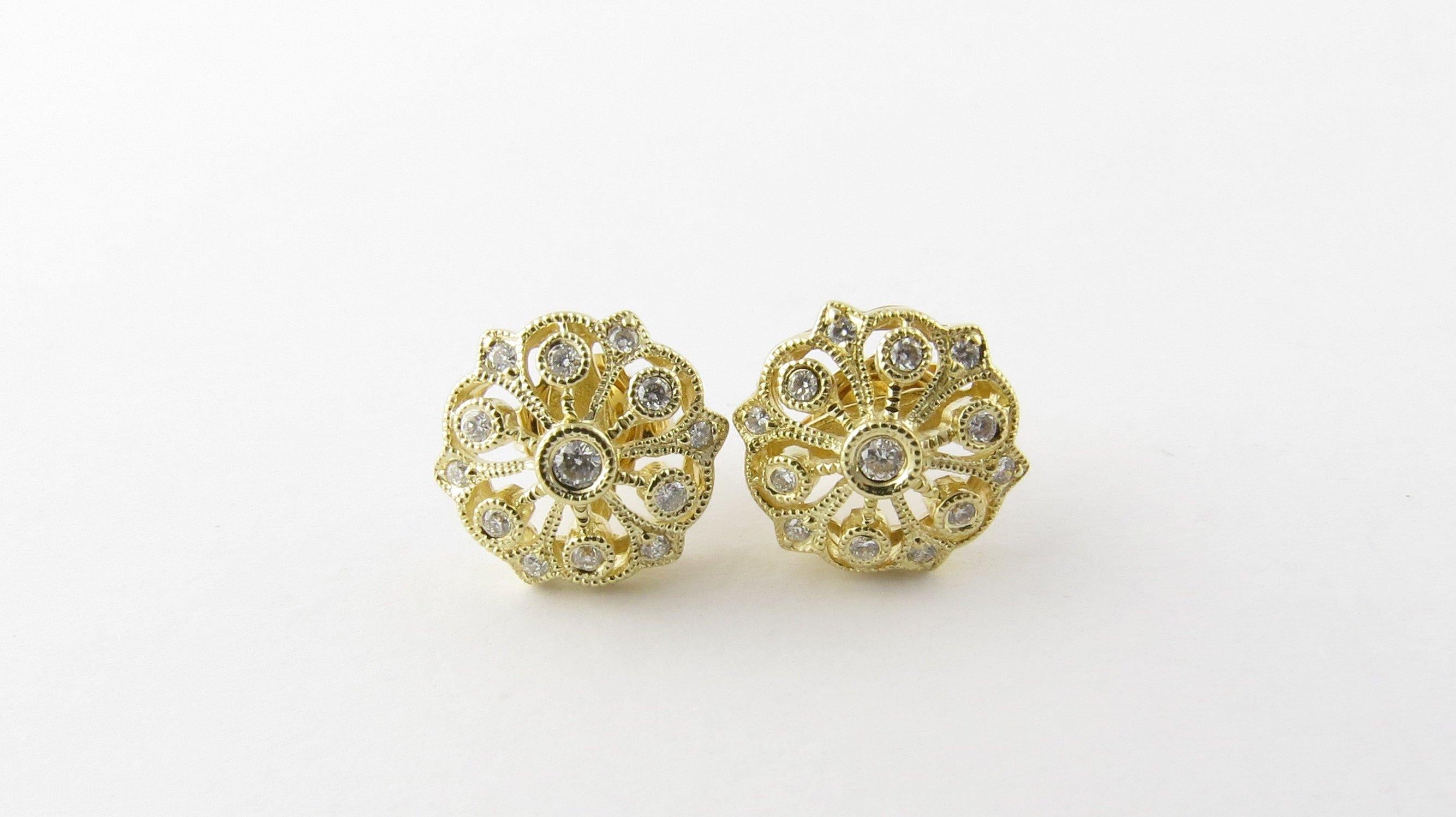 14 Karat Yellow Gold and Diamond Earrings 1