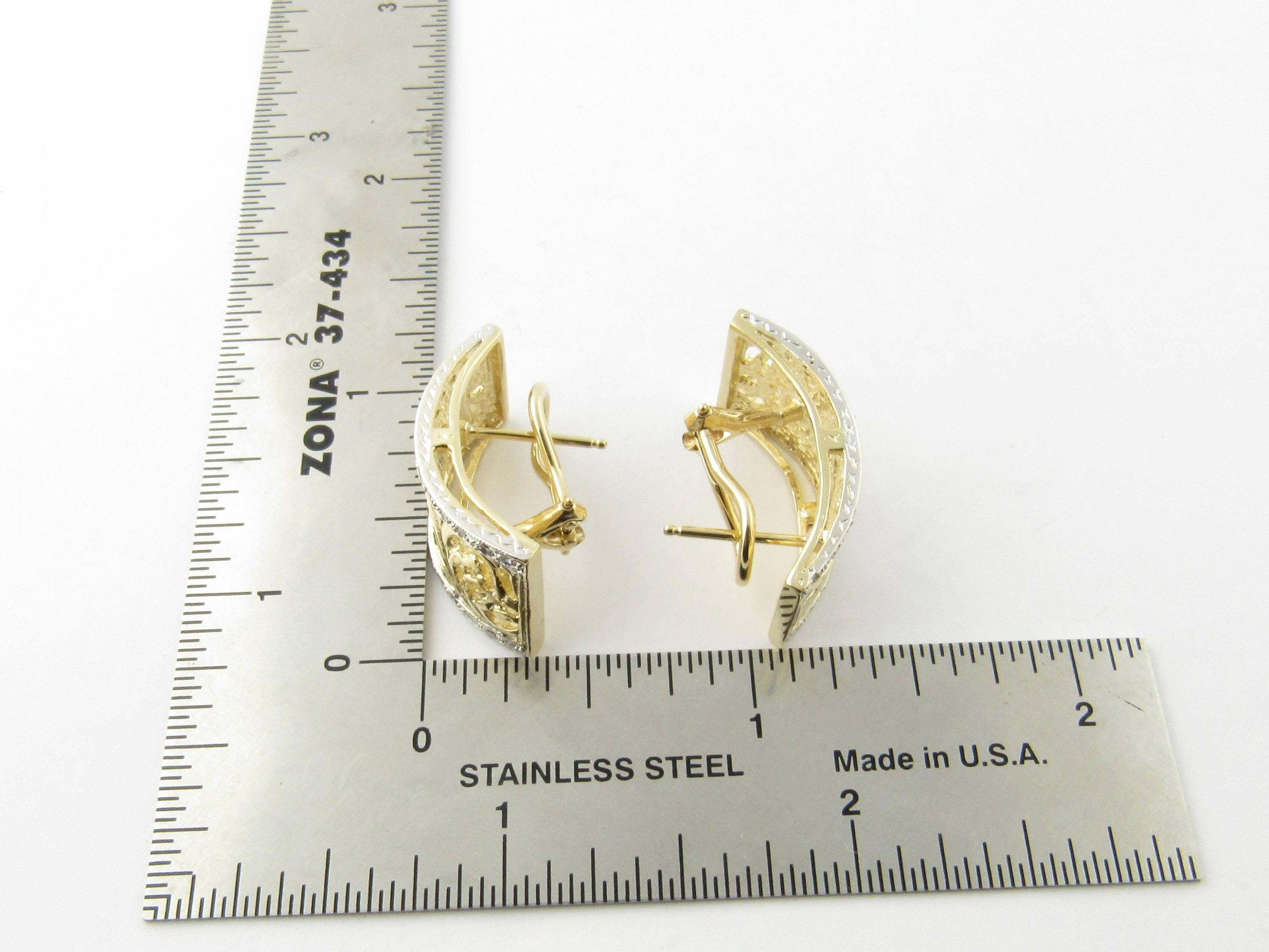 14 Karat Yellow Gold and Diamond Earrings 2