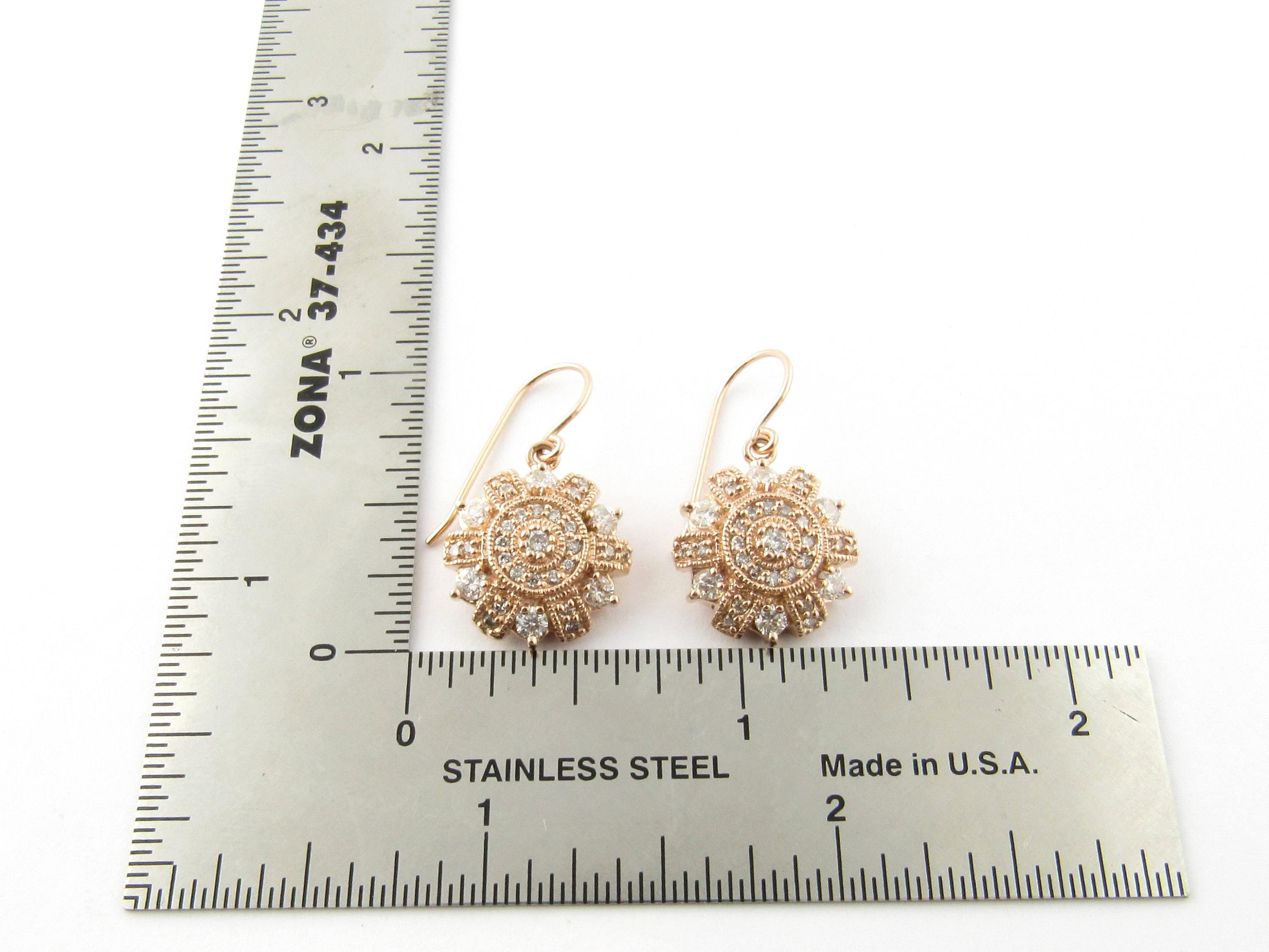 14 Karat Rose Gold and Diamond Dangle Earrings 2