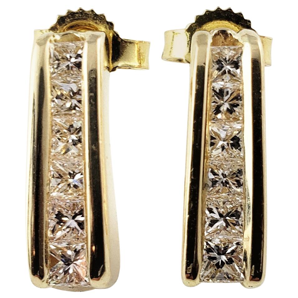 14 Karat Yellow Gold and Diamond Earrings For Sale