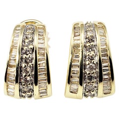 Vintage 14 Karat Yellow Gold and Diamond Earrings