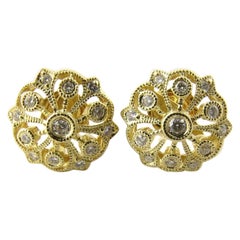 14 Karat Yellow Gold and Diamond Earrings