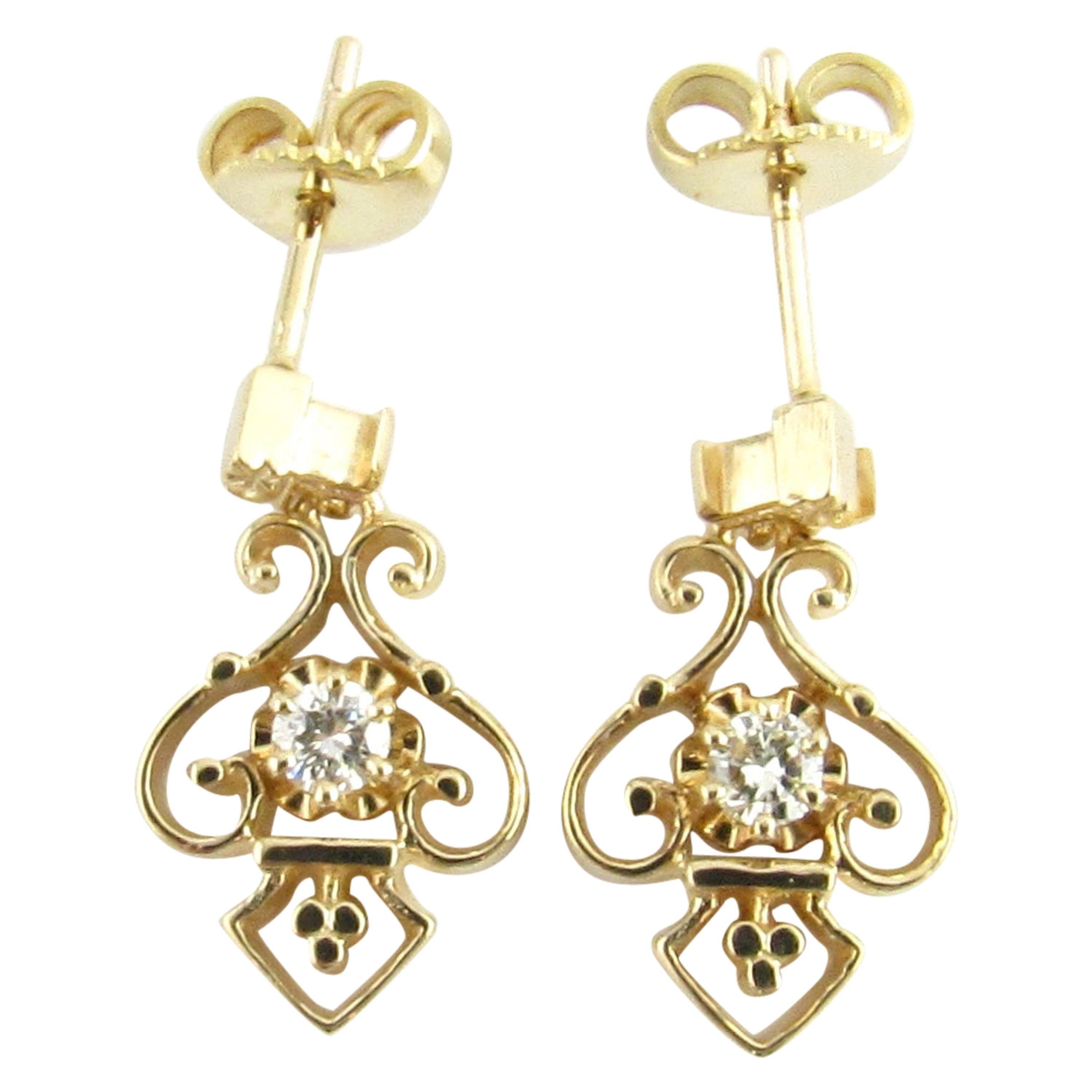 14 Karat Yellow Gold and Diamond Earrings