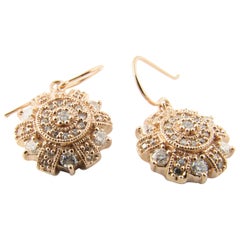 14 Karat Rose Gold and Diamond Dangle Earrings