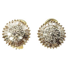 14 Karat Yellow Gold and Diamond Earrings